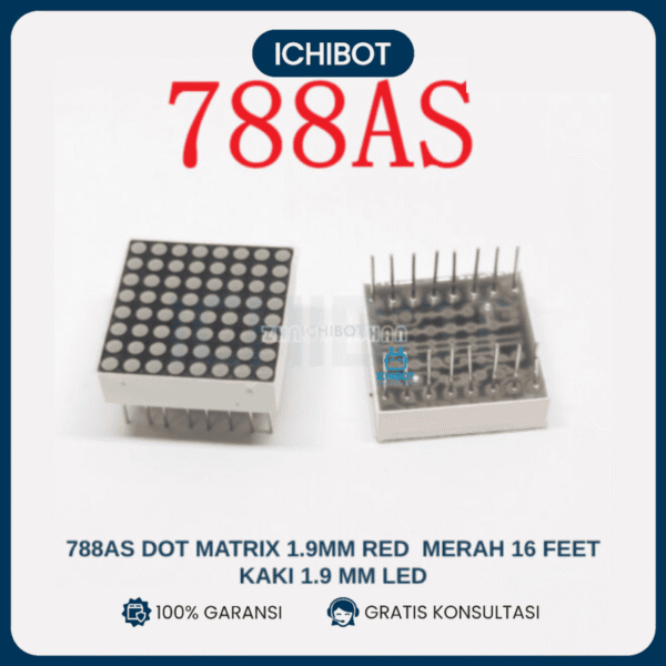 788AS Dot Matrix 1.9mm Red Merah 16 feet Kaki 1.9 mm LED