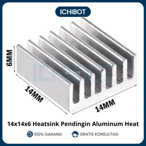 (10pcs) 14x14x6 Heatsink Pendingin Aluminum Heat Panas Block 14mm 6mm