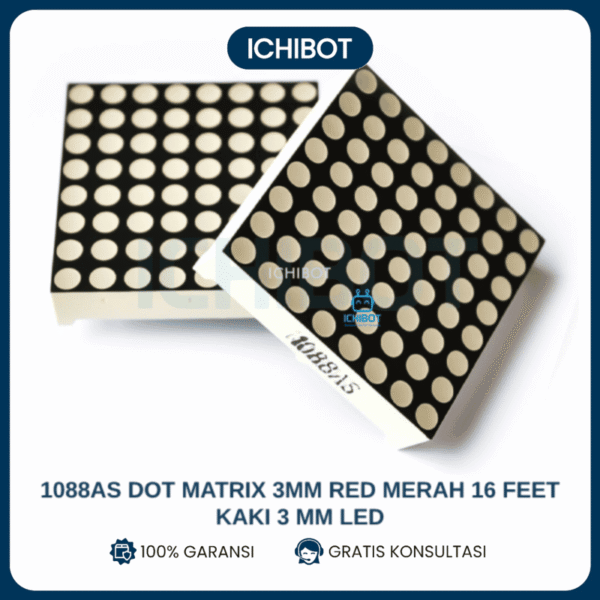 1088AS Dot Matrix katoda 3mm Red Merah 16 feet Kaki 3 mm LED