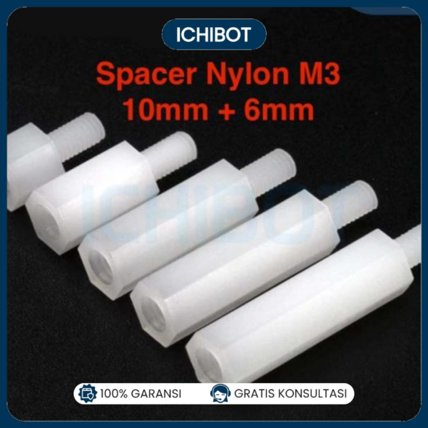 (10pcs) 10mm Spacer Plastik M3 Panjang 10mm + 6mm