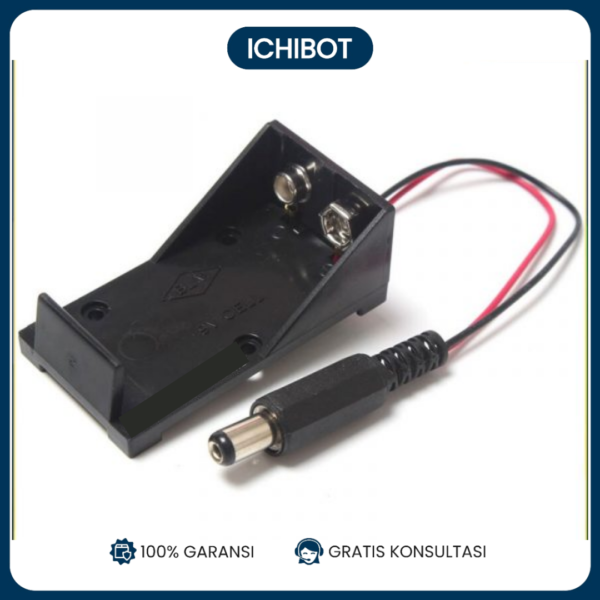 Box Baterai 9V Kotak + Socket DC Power 2.1x5.5mm PCB Holder