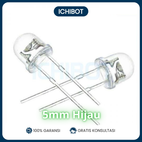 (10pcs) LED 5mm Clear Super Bright Flat Head Round Straw Hat Hijau