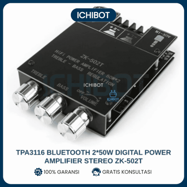 TPA3116 Bluetooth 2*50W Digital Power Amplifier Stereo ZK-502T
