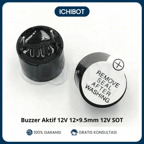 Buzzer Aktif 12V SOT 12x9.5mm Active Piezoelectric Alarm Buzzer