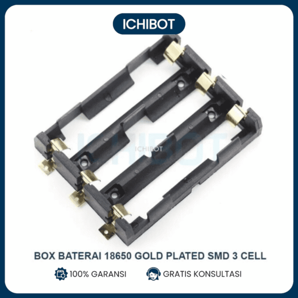 Box Baterai 18650 Gold Plated SMD 3 cell 3x18650 Socket Battery