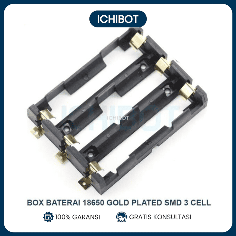 Box Baterai 18650 Gold Plated SMD 3 cell 3x18650 Socket Battery