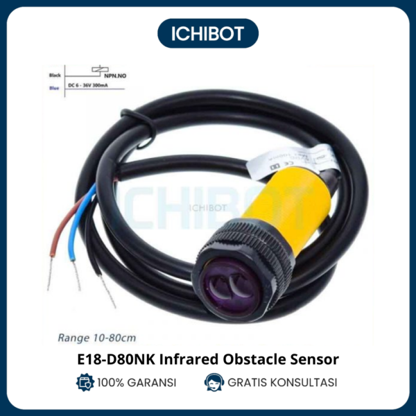 Sensor E18-D80NK Infrared Obstacle Benda 10-80cm NPN Output