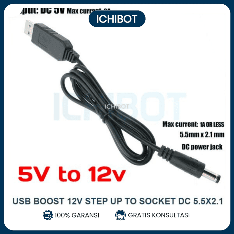 USB Boost 12v Step Up to Socket DC 5.5x2.1 Power 1A