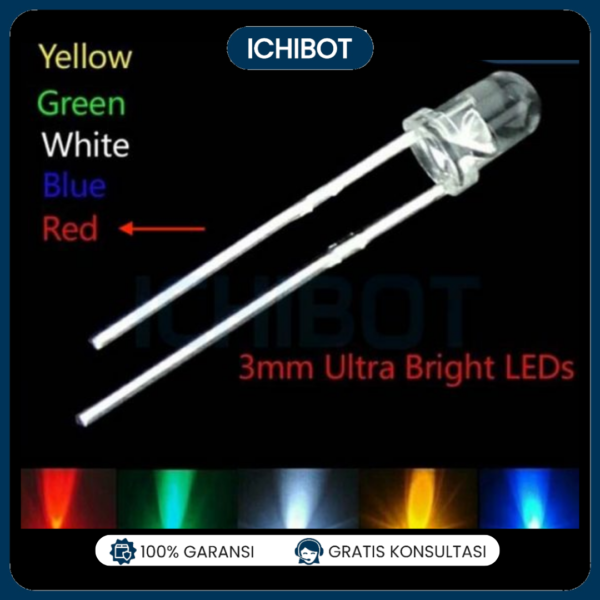 (10pcs) LED 3mm Superbright Transparant - Merah Red