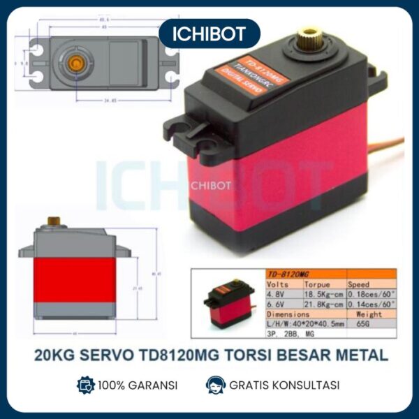 Servo TD8120MG 20KG High Torque Waterproof Metal Gear Digital 180