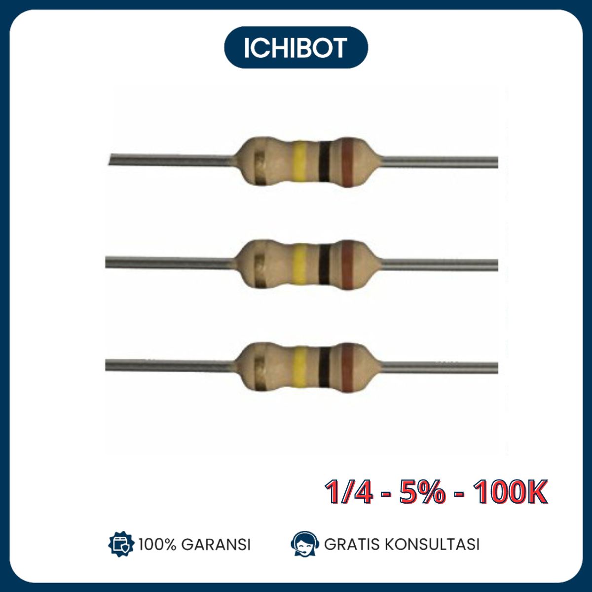 Resistor 1/4 Watt 5% 100K ohm 100.000