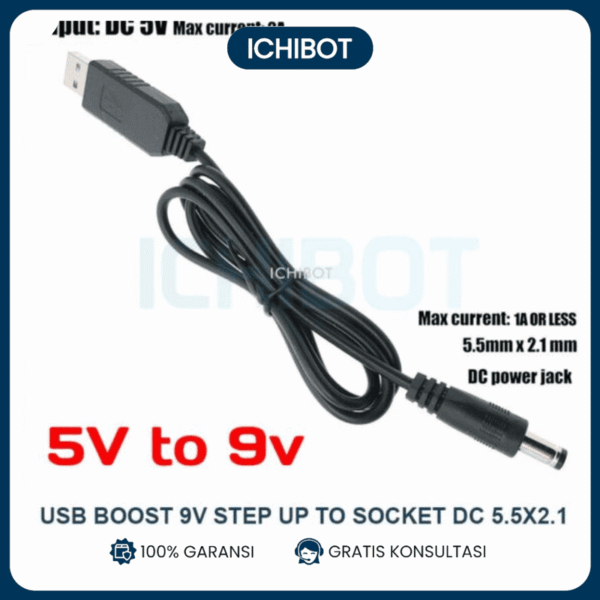 USB Boost 9v Step Up to Socket DC 5.5x2.1 Power 1A