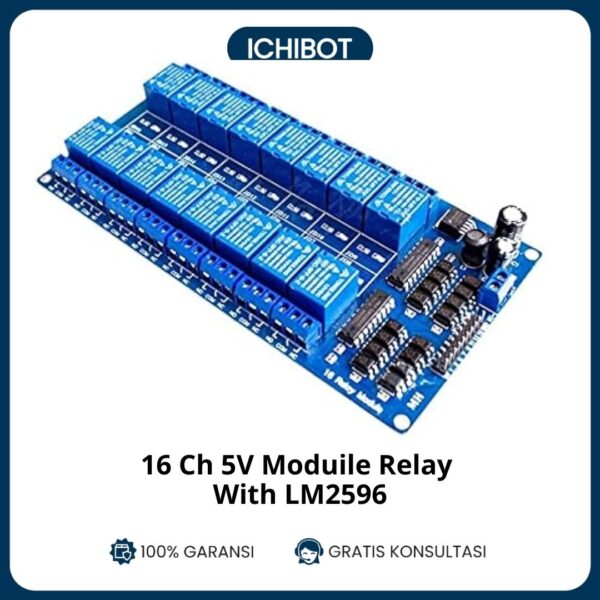 Modul Relay 16 Channel 5V dengan Optocoupler dan LM2576 Power Supply