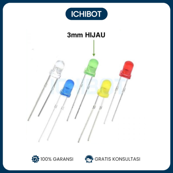 (10pcs) LED Diffused Round 3mm - Hijau