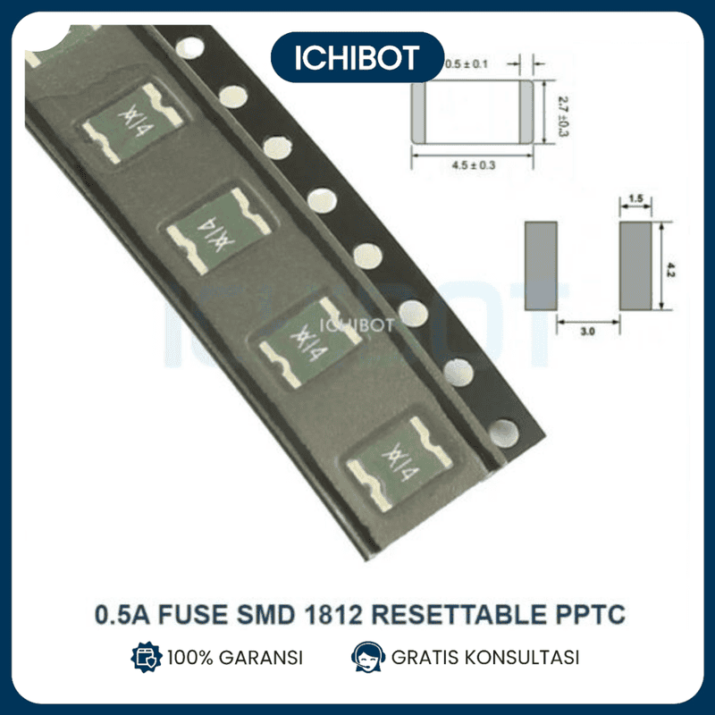 0.5A Fuse SMD 1812 Resettable PPTC MSMD050 15V 500mA Pengaman