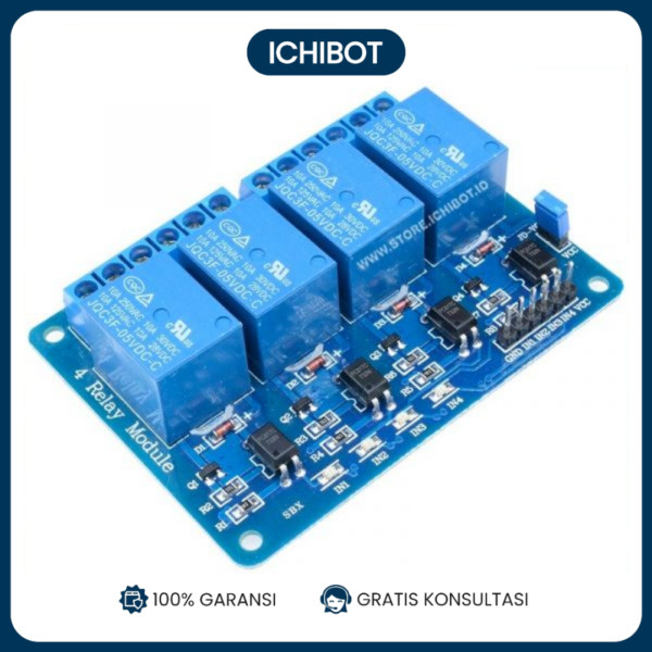 Modul Relay 4-Channel 5V Arduino ESP32 Optocoupler High Low Trigger