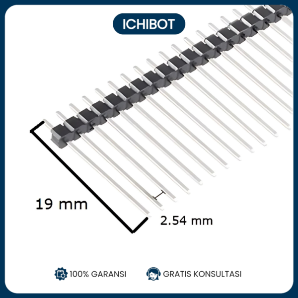 Socket Header Male 2.54mm Lurus 1x40 Panjang 19mm