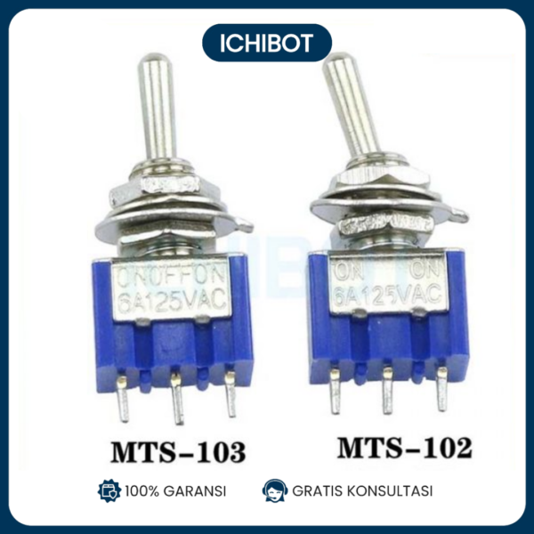 Toggle Switch DPDT MTS-102 3-Kaki 6-Pin ON-OFF Saklar Togel