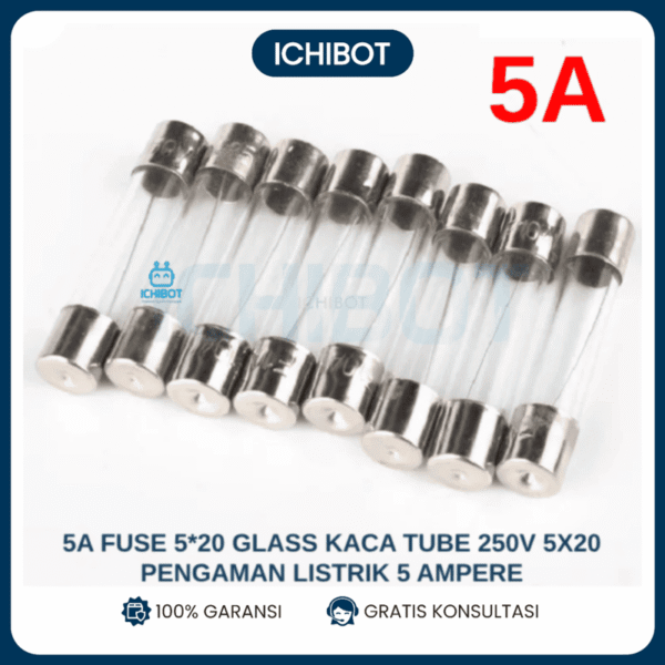 5A Fuse 5*20 Glass Kaca Tube 250V 5x20 Pengaman Listrik 5 Ampere