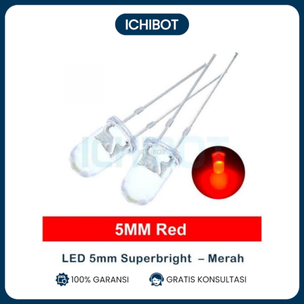 (10pcs) LED 5mm Superbright Transparant Round - Merah