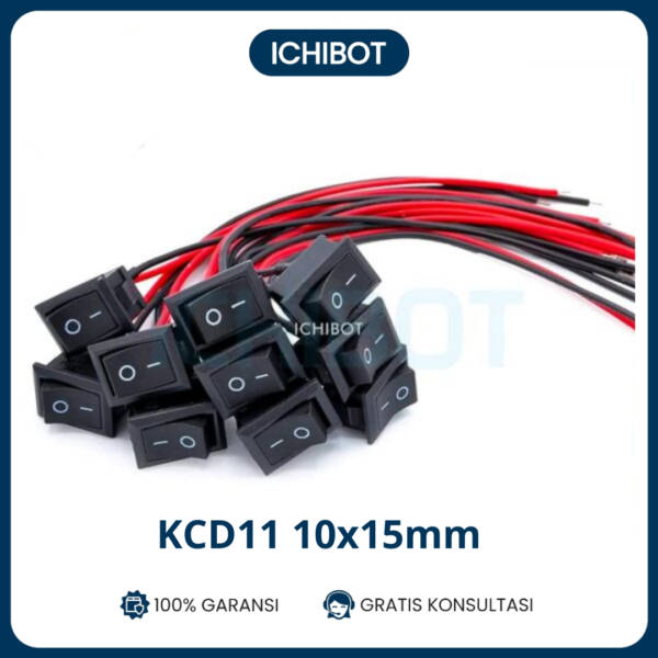 Saklar Rocker KCD11 10x15mm dengan Kabel ON OFF 6A 250V Switch