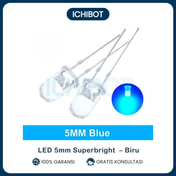 (10pcs) LED 5mm Superbright Transparant Round - Biru