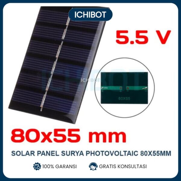 Solar Panel Surya Photovoltaic 80x55mm 80 x 55 mm 0.605W 5.5V 110mA
