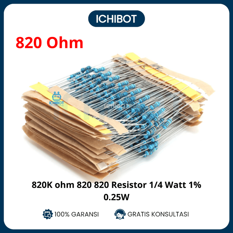 10x 820 ohm 820ohm Resistor 1/4 Watt 1% 025W Metal film