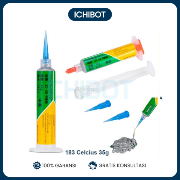 Pasta Solder Cair 35g 183°C Suntikan Tin Paste SMD SMT Low Melting