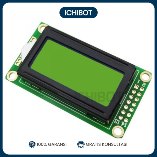 LCD 0802 Character LCD 8x2 Background Backlight biru Teks Hitam
