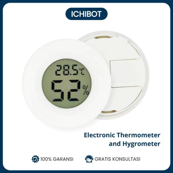 Termometer Hygrometer Mini / Thermometer Digital LCD Bulat Kandang - Putih