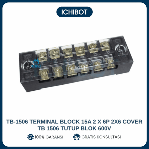 TB-1506 Terminal Block 15A 2 x 6P 2x6 Cover TB 1506 Tutup Blok 600V