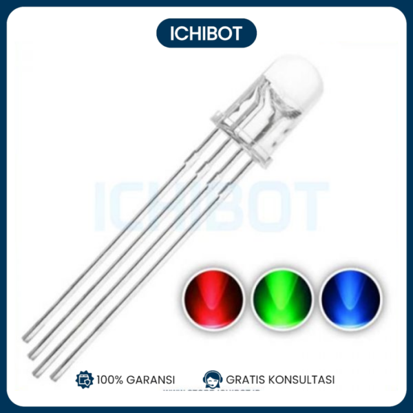 LED 5mm RGB Common Cathode 4-Pin CC Clear Transparent Round