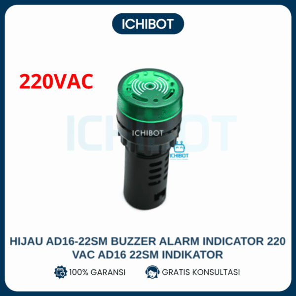 Hijau AD16-22SM Buzzer Alarm Indicator 220 VAC AD16 22SM Indikator
