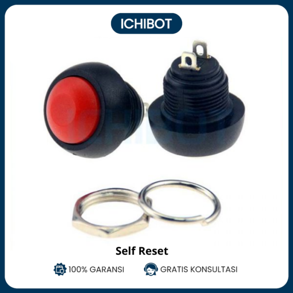 Tombol Push Button Bulat PBS-33B 12mm Merah
