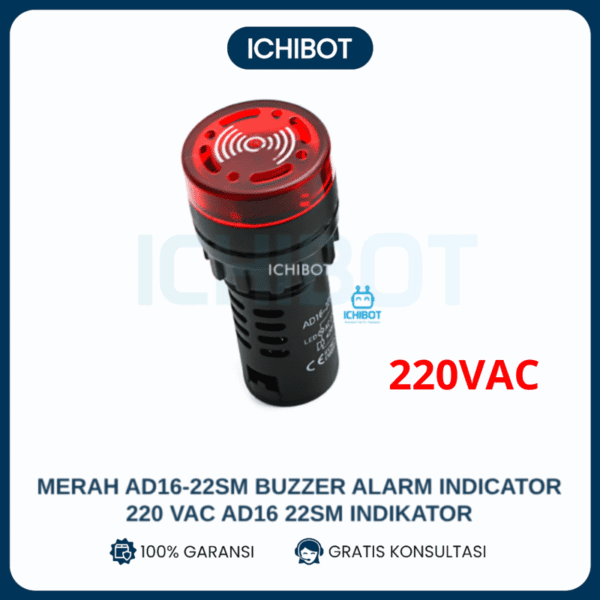 Merah AD16-22SM Buzzer Alarm Indicator 220 VAC AD16 22SM Indikator