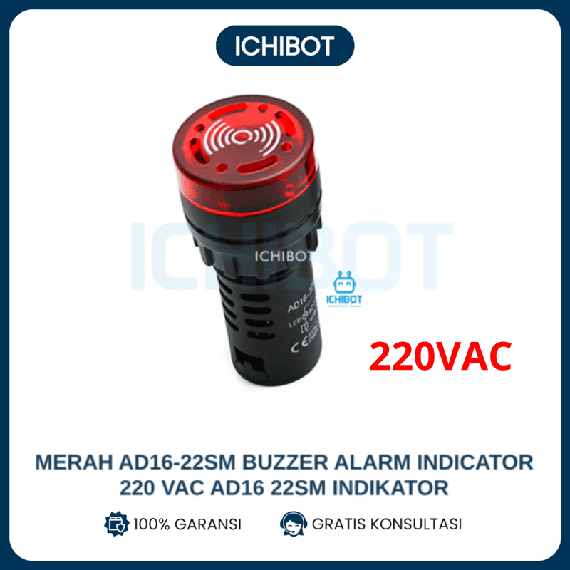 Merah AD16-22SM Buzzer Alarm Indicator 220 VAC AD16 22SM Indikator