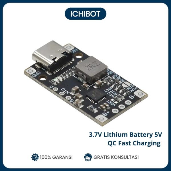 Battery Booster 3.7V to 5V Lithium Battery Charging - Modul meningkatkan tegangan baterai lithium - support 2/3 Cell - Quick Charge (QC)
