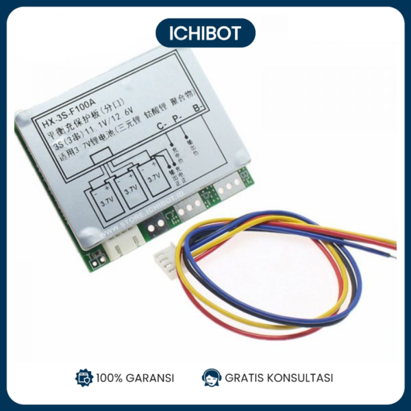 BMS 3S 100A 11.1V 12.6V HX-3S-F100A Balance Charger Protection Board 18650