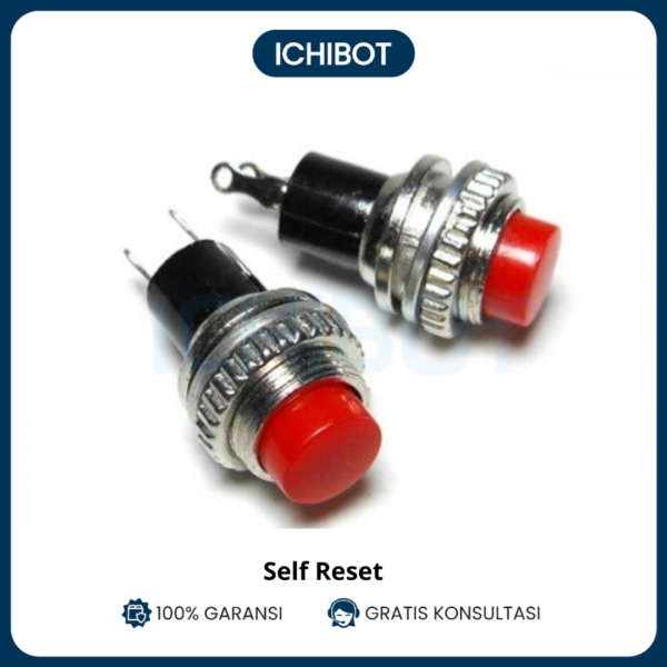 Push Button Self Reset 10mm DS-314 - Merah