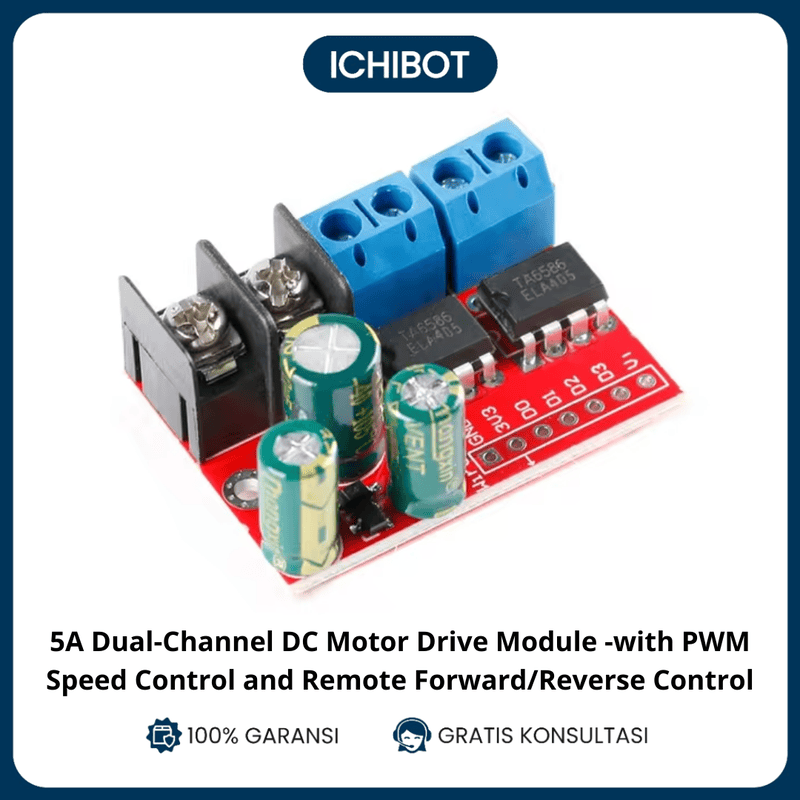 5A Dual-Channel DC Motor Drive Module - Dual H-Bridge with PWM Speed Control and Remote Forward/Reverse Control (Super L298N 5AD)