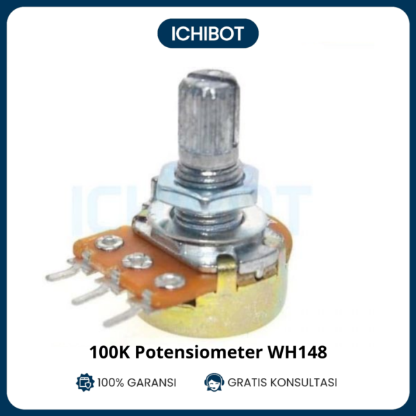 Potensiometer 100K WH148 3-Pin Linear Single Turn Rotary Variable