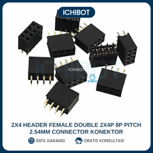 2x4 Header Female Double 2x4P 8P Pitch 2.54mm Connector Konektor