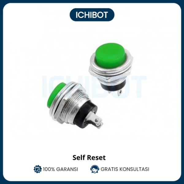 Push Button 16mm DS-212 Metal Self Reset Hijau