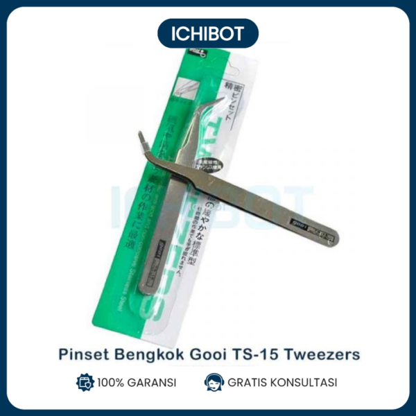 Pinset Bengkok Gooi TS-15 Tweezers Stainless Steel Curved Lancip
