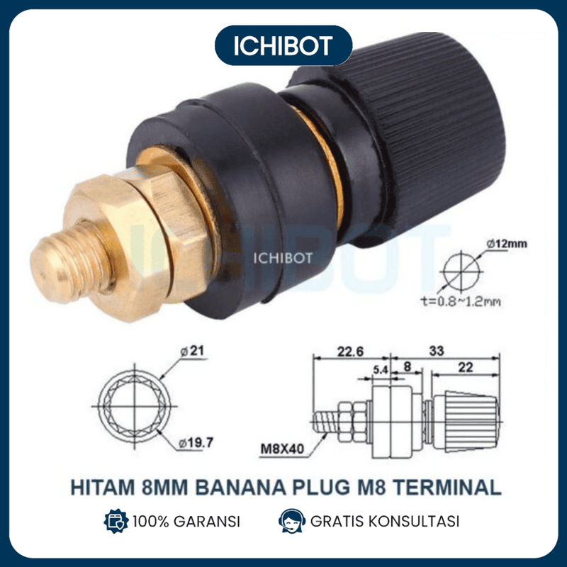 Hitam 8mm Banana Plug M8 Terminal Binding Industrial 555 200A
