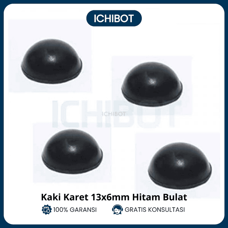 Kaki Karet 13x6 mm Hitam Bulat Dudukan Alas 13 x 6 mm
