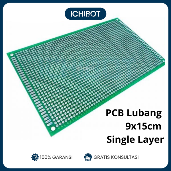 PCB Lubang 9x15cm Hijau Single Layer HASL FR4 Prototype Board
