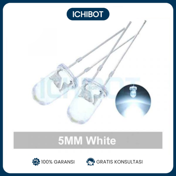 (10pcs) LED 5mm Super Bright Transparan Putih White Arduino Indicator