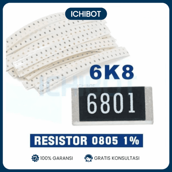 Resistor 6K8 6800 6.800 Ohm 0805 Toleransi 1% SMD SMT (10Pcs)